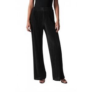 NEW JOSEPH RIBKOFF wide leg crinkle pleated pants in black